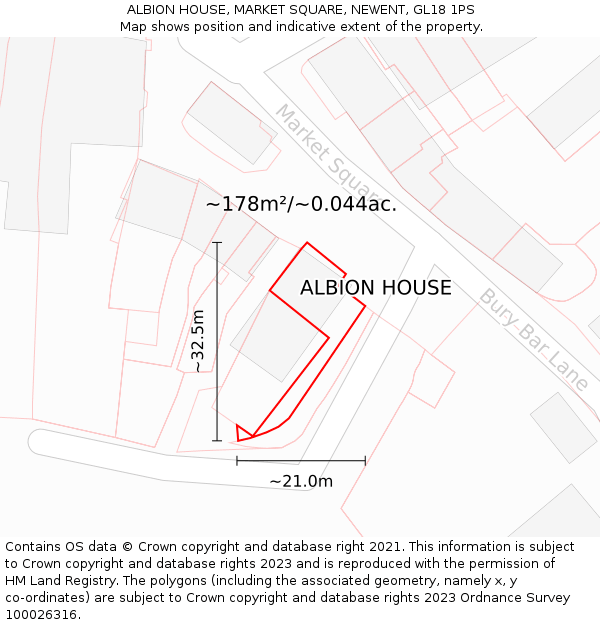 ALBION HOUSE, MARKET SQUARE, NEWENT, GL18 1PS: Plot and title map