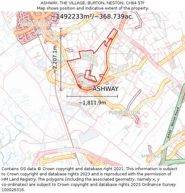 ASHWAY, THE VILLAGE, BURTON, NESTON, CH64 5TF: Plot and title map