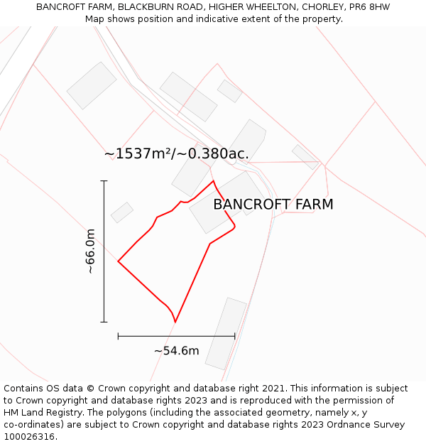 BANCROFT FARM, BLACKBURN ROAD, HIGHER WHEELTON, CHORLEY, PR6 8HW: Plot and title map