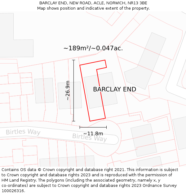 BARCLAY END, NEW ROAD, ACLE, NORWICH, NR13 3BE: Plot and title map