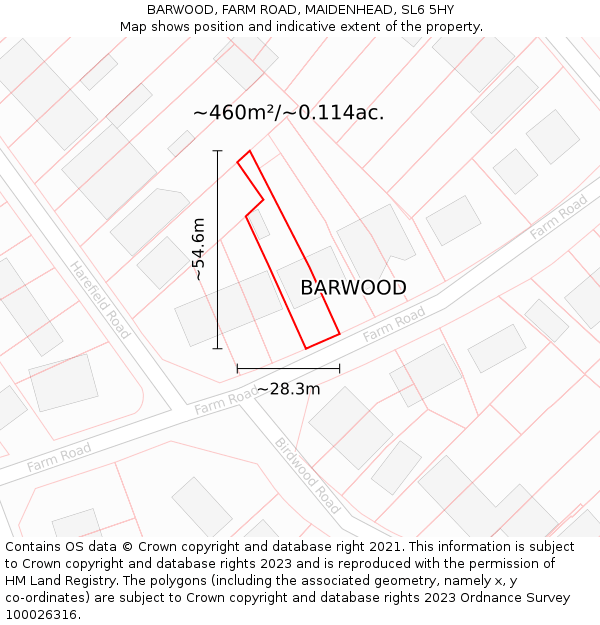 BARWOOD, FARM ROAD, MAIDENHEAD, SL6 5HY: Plot and title map