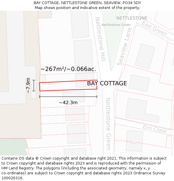 BAY COTTAGE, NETTLESTONE GREEN, SEAVIEW, PO34 5DY: Plot and title map