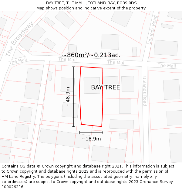 BAY TREE, THE MALL, TOTLAND BAY, PO39 0DS: Plot and title map