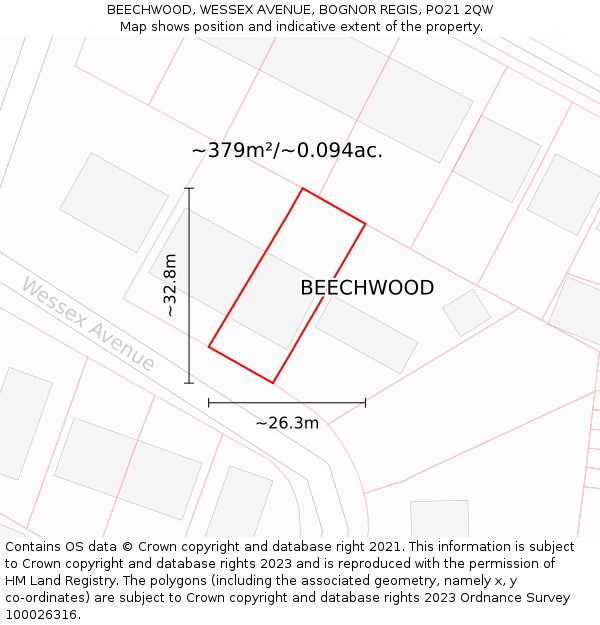 BEECHWOOD, WESSEX AVENUE, BOGNOR REGIS, PO21 2QW: Plot and title map