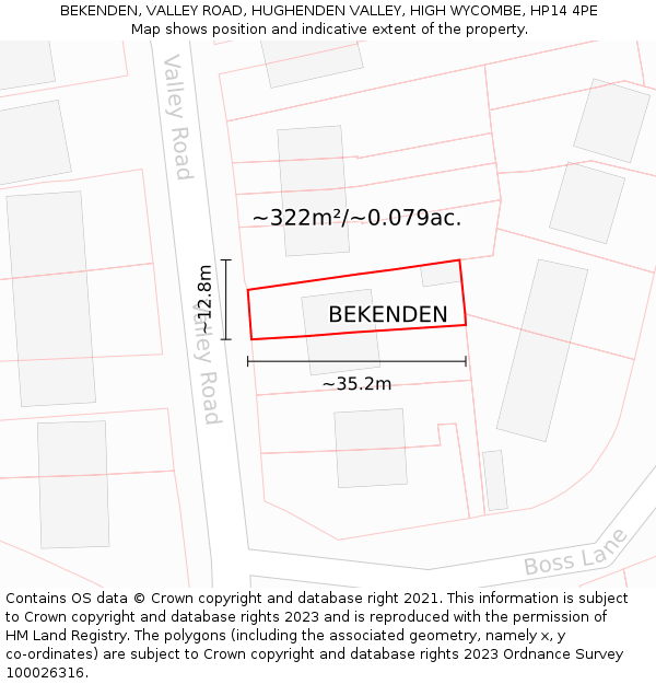 BEKENDEN, VALLEY ROAD, HUGHENDEN VALLEY, HIGH WYCOMBE, HP14 4PE: Plot and title map