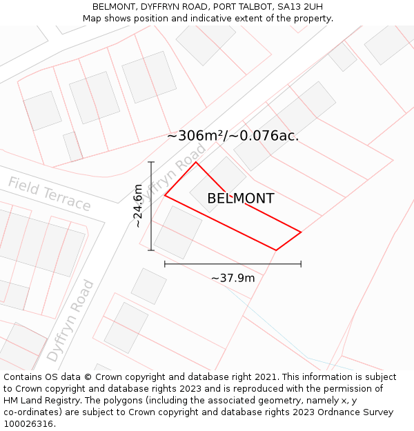 BELMONT, DYFFRYN ROAD, PORT TALBOT, SA13 2UH: Plot and title map