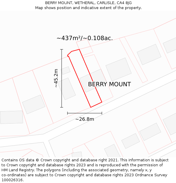 BERRY MOUNT, WETHERAL, CARLISLE, CA4 8JG: Plot and title map