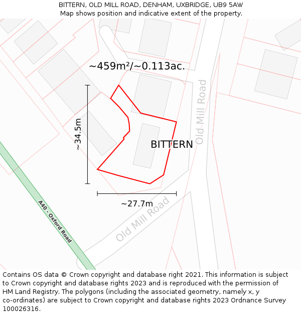 BITTERN, OLD MILL ROAD, DENHAM, UXBRIDGE, UB9 5AW: Plot and title map