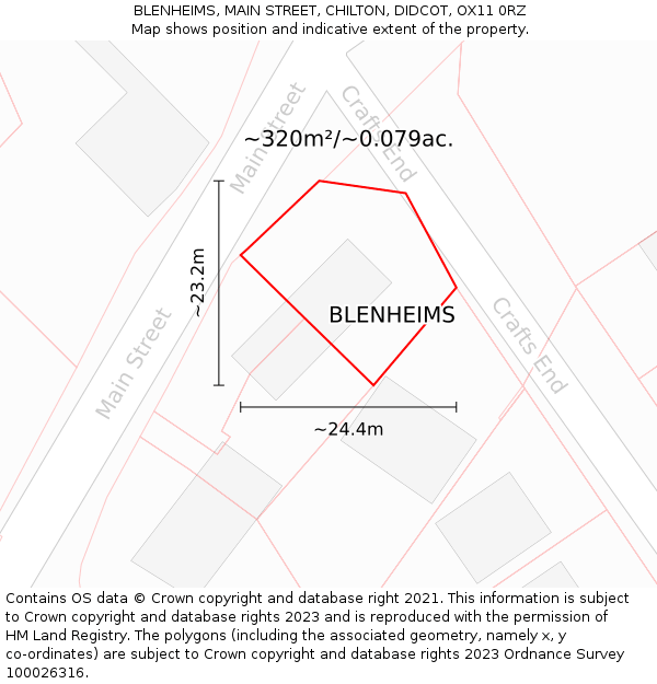 BLENHEIMS, MAIN STREET, CHILTON, DIDCOT, OX11 0RZ: Plot and title map