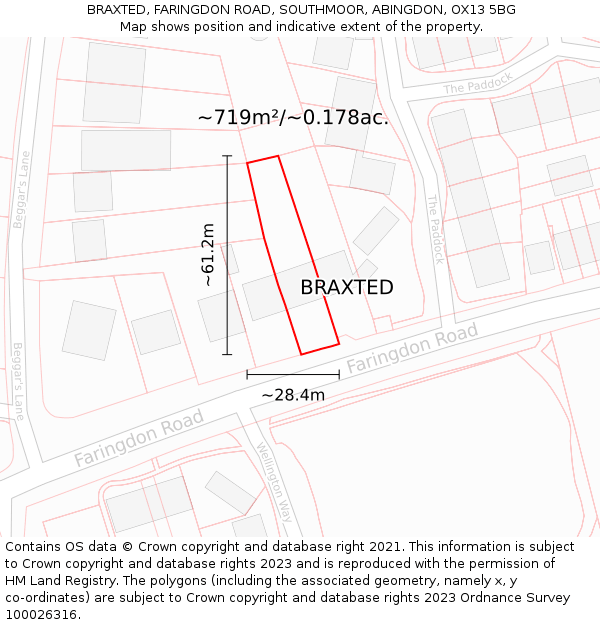 BRAXTED, FARINGDON ROAD, SOUTHMOOR, ABINGDON, OX13 5BG: Plot and title map