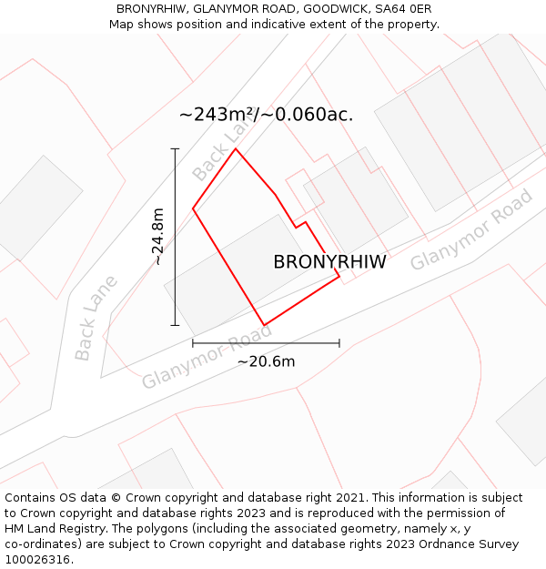 BRONYRHIW, GLANYMOR ROAD, GOODWICK, SA64 0ER: Plot and title map