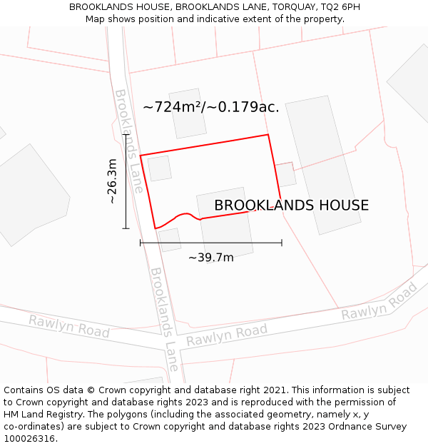 BROOKLANDS HOUSE, BROOKLANDS LANE, TORQUAY, TQ2 6PH: Plot and title map