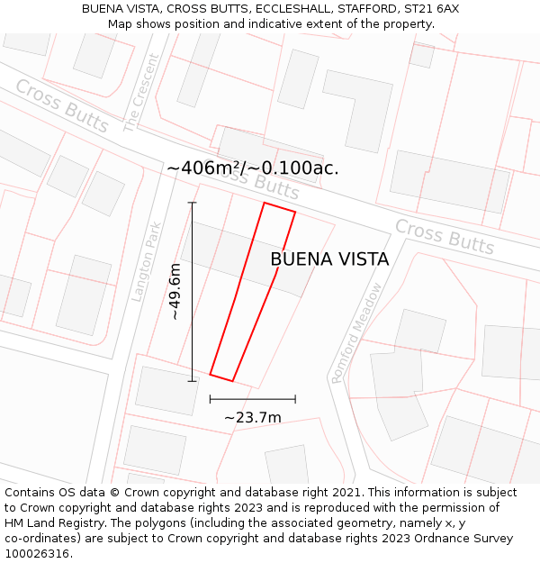 BUENA VISTA, CROSS BUTTS, ECCLESHALL, STAFFORD, ST21 6AX: Plot and title map