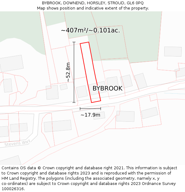 BYBROOK, DOWNEND, HORSLEY, STROUD, GL6 0PQ: Plot and title map