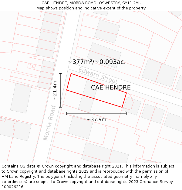 CAE HENDRE, MORDA ROAD, OSWESTRY, SY11 2AU: Plot and title map