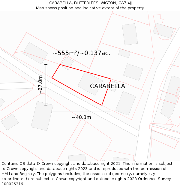 CARABELLA, BLITTERLEES, WIGTON, CA7 4JJ: Plot and title map