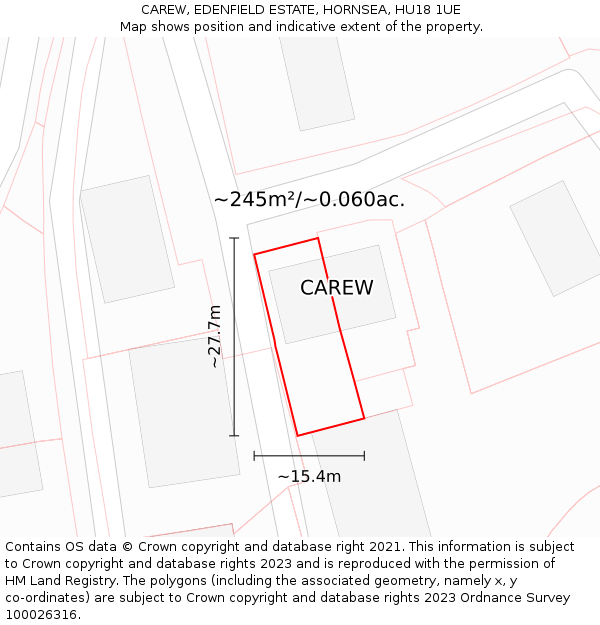 CAREW, EDENFIELD ESTATE, HORNSEA, HU18 1UE: Plot and title map