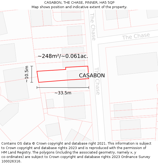 CASABON, THE CHASE, PINNER, HA5 5QP: Plot and title map