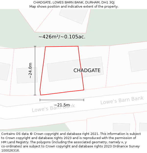 CHADGATE, LOWES BARN BANK, DURHAM, DH1 3QJ: Plot and title map