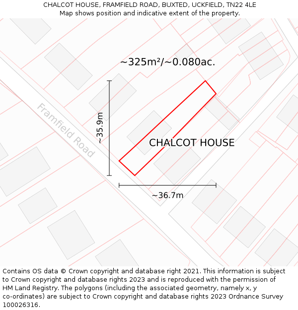 CHALCOT HOUSE, FRAMFIELD ROAD, BUXTED, UCKFIELD, TN22 4LE: Plot and title map