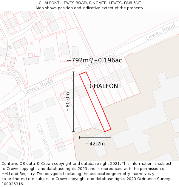 CHALFONT, LEWES ROAD, RINGMER, LEWES, BN8 5NE: Plot and title map