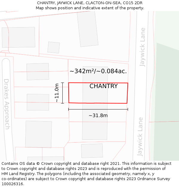 CHANTRY, JAYWICK LANE, CLACTON-ON-SEA, CO15 2DR: Plot and title map