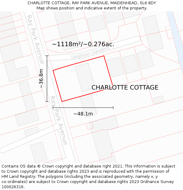 CHARLOTTE COTTAGE, RAY PARK AVENUE, MAIDENHEAD, SL6 8DY: Plot and title map