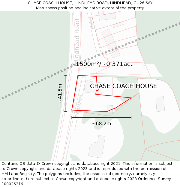 CHASE COACH HOUSE, HINDHEAD ROAD, HINDHEAD, GU26 6AY: Plot and title map