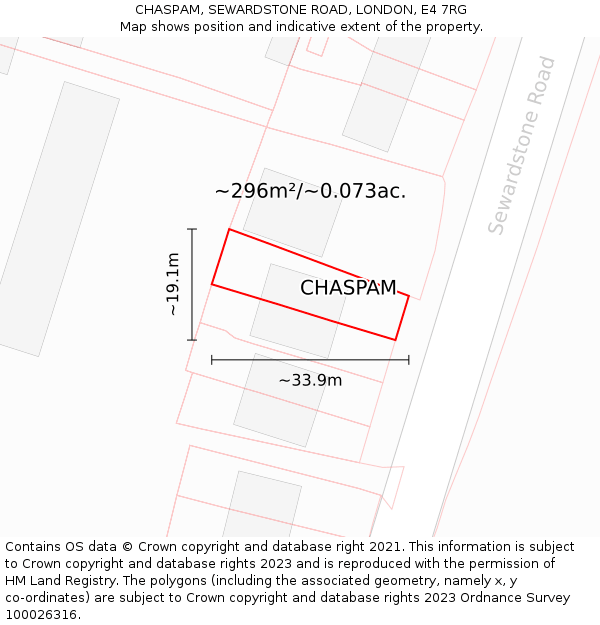 CHASPAM, SEWARDSTONE ROAD, LONDON, E4 7RG: Plot and title map