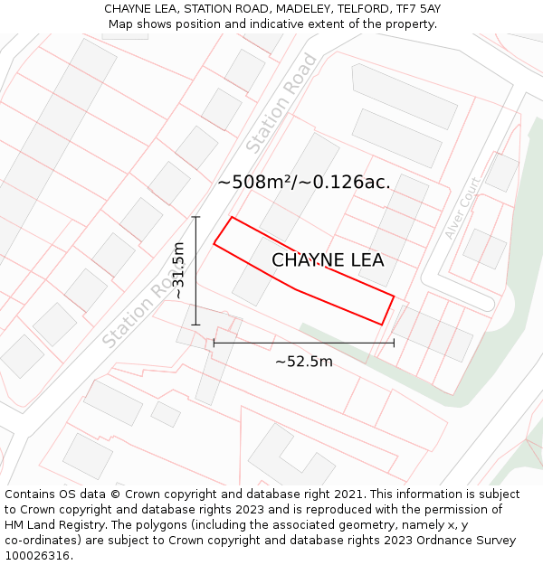 CHAYNE LEA, STATION ROAD, MADELEY, TELFORD, TF7 5AY: Plot and title map