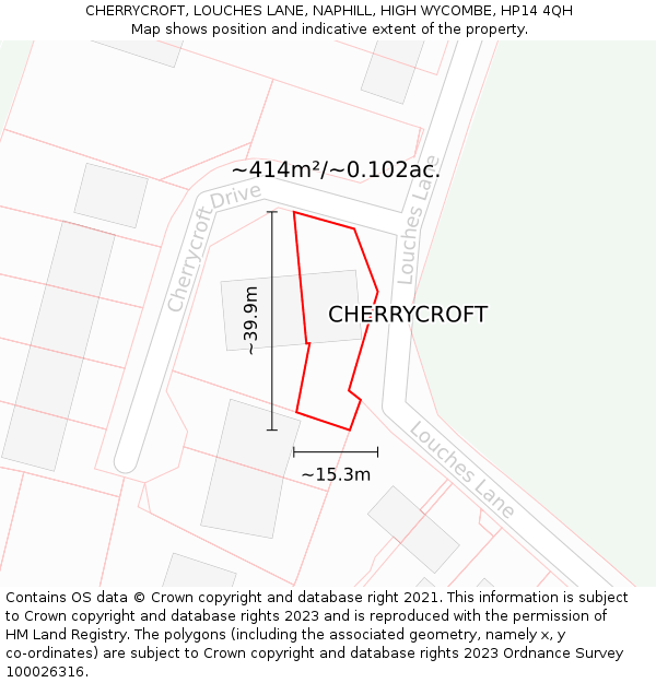 CHERRYCROFT, LOUCHES LANE, NAPHILL, HIGH WYCOMBE, HP14 4QH: Plot and title map