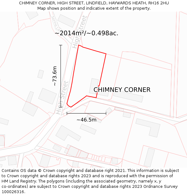 CHIMNEY CORNER, HIGH STREET, LINDFIELD, HAYWARDS HEATH, RH16 2HU: Plot and title map