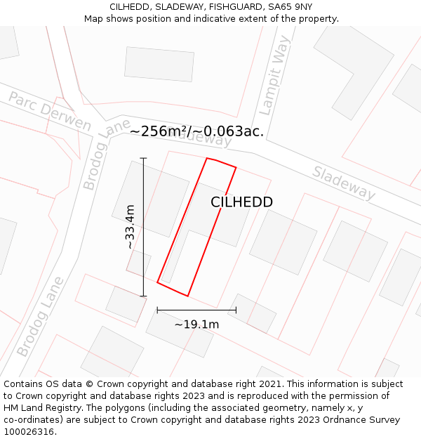 CILHEDD, SLADEWAY, FISHGUARD, SA65 9NY: Plot and title map