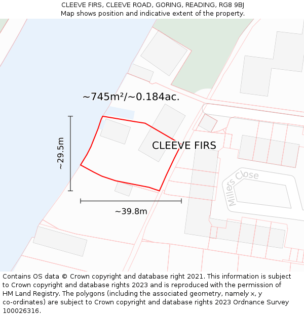 CLEEVE FIRS, CLEEVE ROAD, GORING, READING, RG8 9BJ: Plot and title map