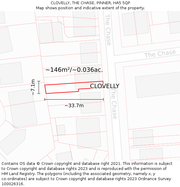 CLOVELLY, THE CHASE, PINNER, HA5 5QP: Plot and title map