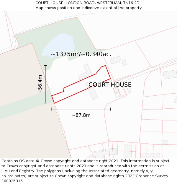 COURT HOUSE, LONDON ROAD, WESTERHAM, TN16 2DH: Plot and title map