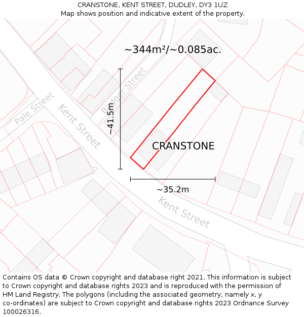 CRANSTONE, KENT STREET, DUDLEY, DY3 1UZ: Plot and title map