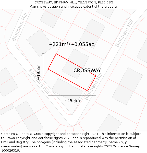 CROSSWAY, BINKHAM HILL, YELVERTON, PL20 6BG: Plot and title map