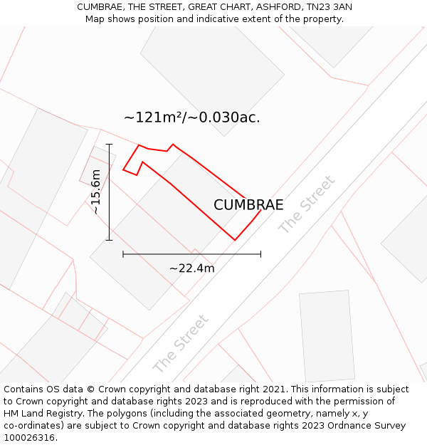 CUMBRAE, THE STREET, GREAT CHART, ASHFORD, TN23 3AN: Plot and title map