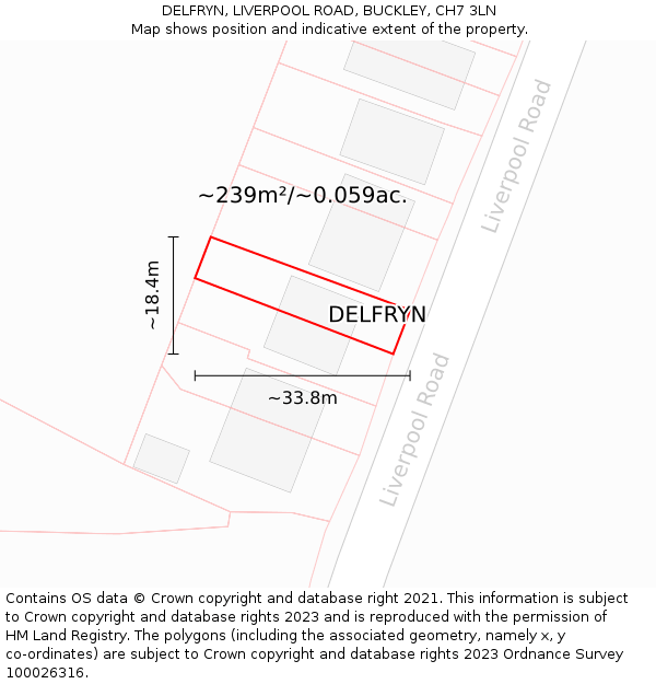 DELFRYN, LIVERPOOL ROAD, BUCKLEY, CH7 3LN: Plot and title map