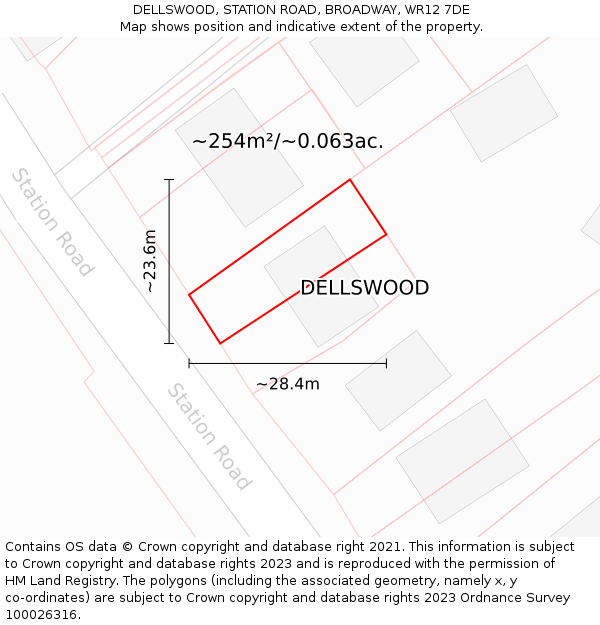 DELLSWOOD, STATION ROAD, BROADWAY, WR12 7DE: Plot and title map