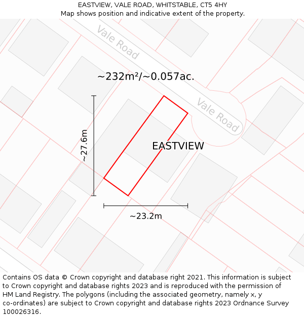 EASTVIEW, VALE ROAD, WHITSTABLE, CT5 4HY: Plot and title map