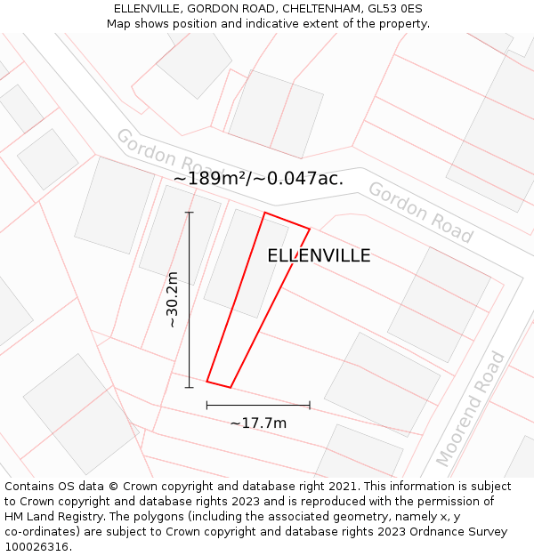 ELLENVILLE, GORDON ROAD, CHELTENHAM, GL53 0ES: Plot and title map