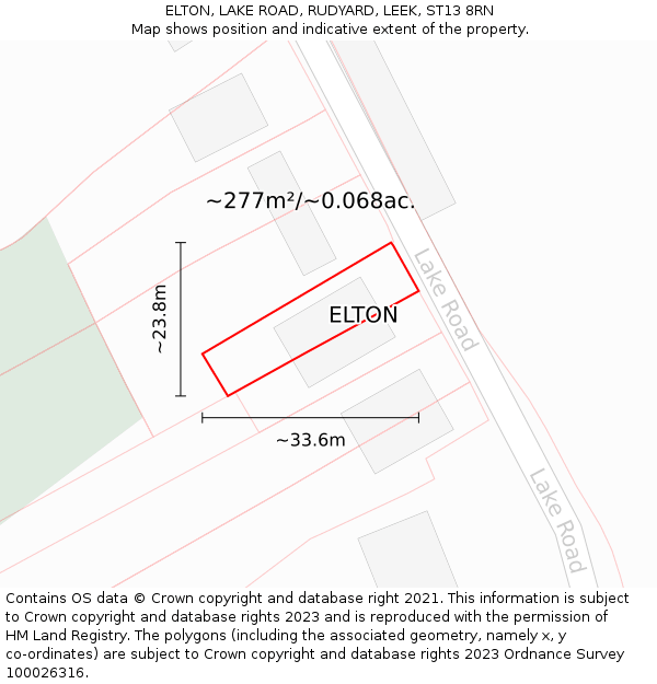 ELTON, LAKE ROAD, RUDYARD, LEEK, ST13 8RN: Plot and title map