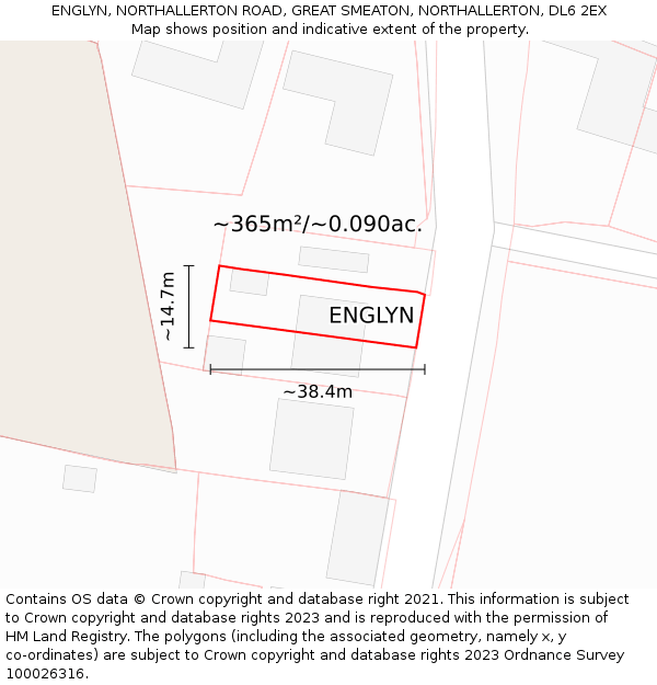 ENGLYN, NORTHALLERTON ROAD, GREAT SMEATON, NORTHALLERTON, DL6 2EX: Plot and title map
