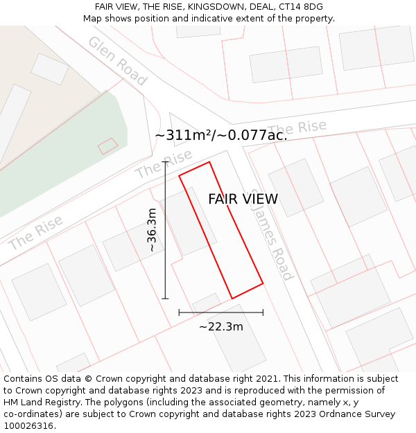 FAIR VIEW, THE RISE, KINGSDOWN, DEAL, CT14 8DG: Plot and title map