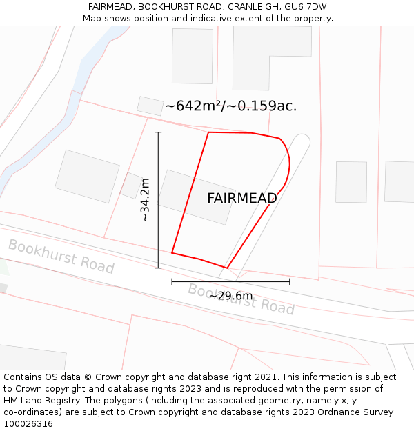 FAIRMEAD, BOOKHURST ROAD, CRANLEIGH, GU6 7DW: Plot and title map