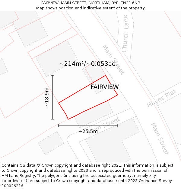 FAIRVIEW, MAIN STREET, NORTHIAM, RYE, TN31 6NB: Plot and title map