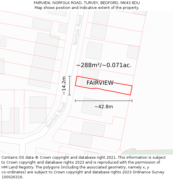 FAIRVIEW, NORFOLK ROAD, TURVEY, BEDFORD, MK43 8DU: Plot and title map