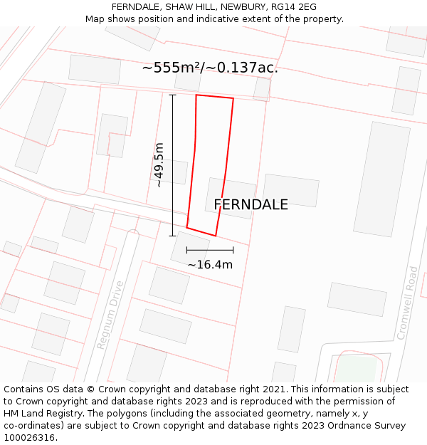 FERNDALE, SHAW HILL, NEWBURY, RG14 2EG: Plot and title map